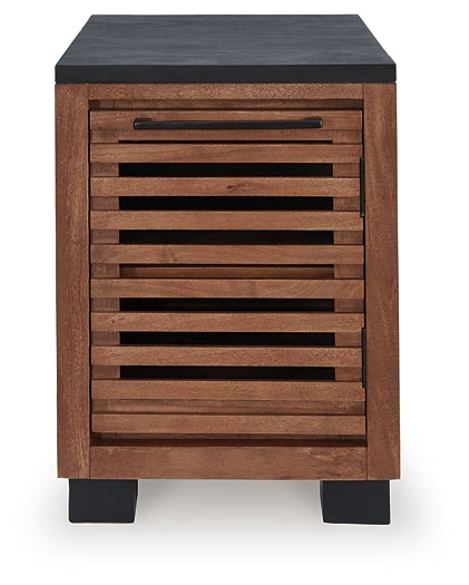Kallari Chairside End Table - Warm Brown/Black