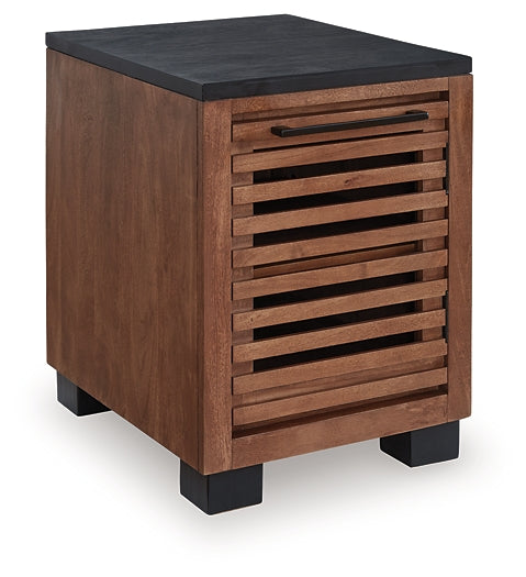 Kallari Chairside End Table - Warm Brown/Black