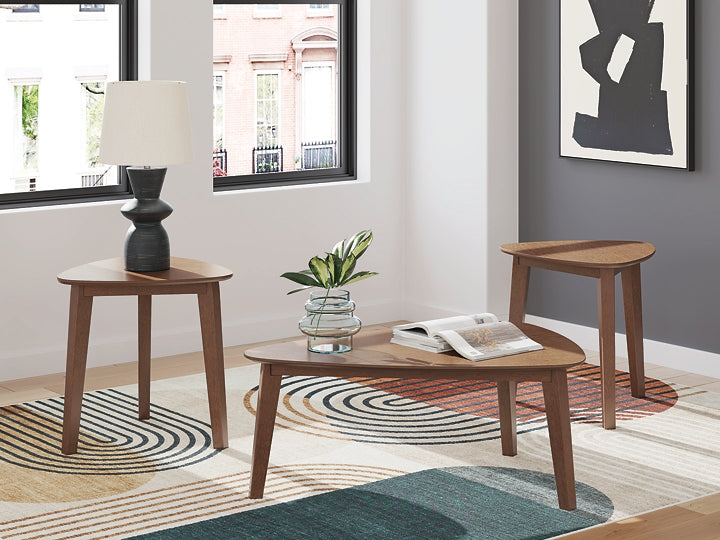 Lyncott 3-Piece Table Set - Brown