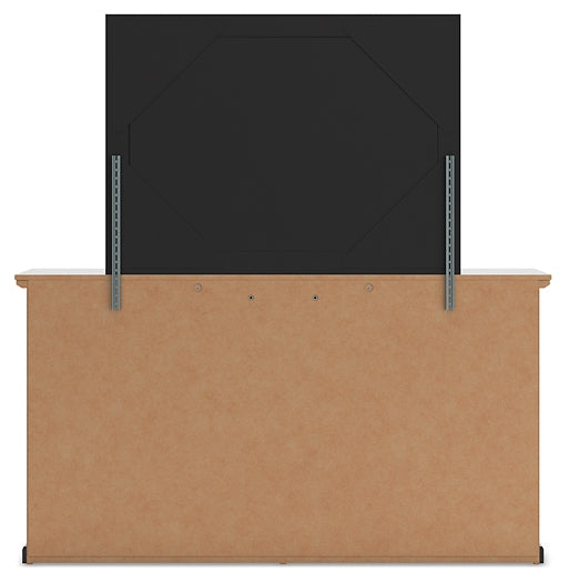 Maribel Queen Panel Bed with Mirrored Dresser and Chest