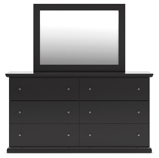 Maribel King Panel Bed with Mirrored Dresser and Chest