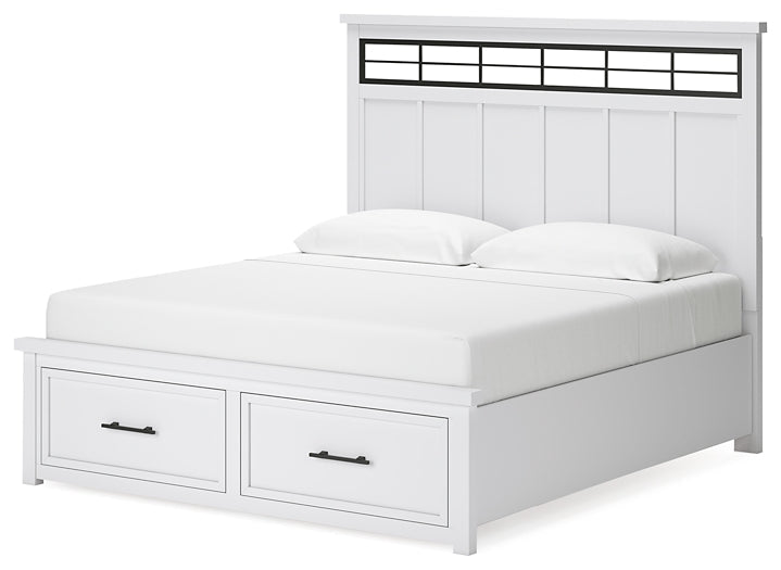 Ashbryn King Panel Storage Bed with Mirrored Dresser
