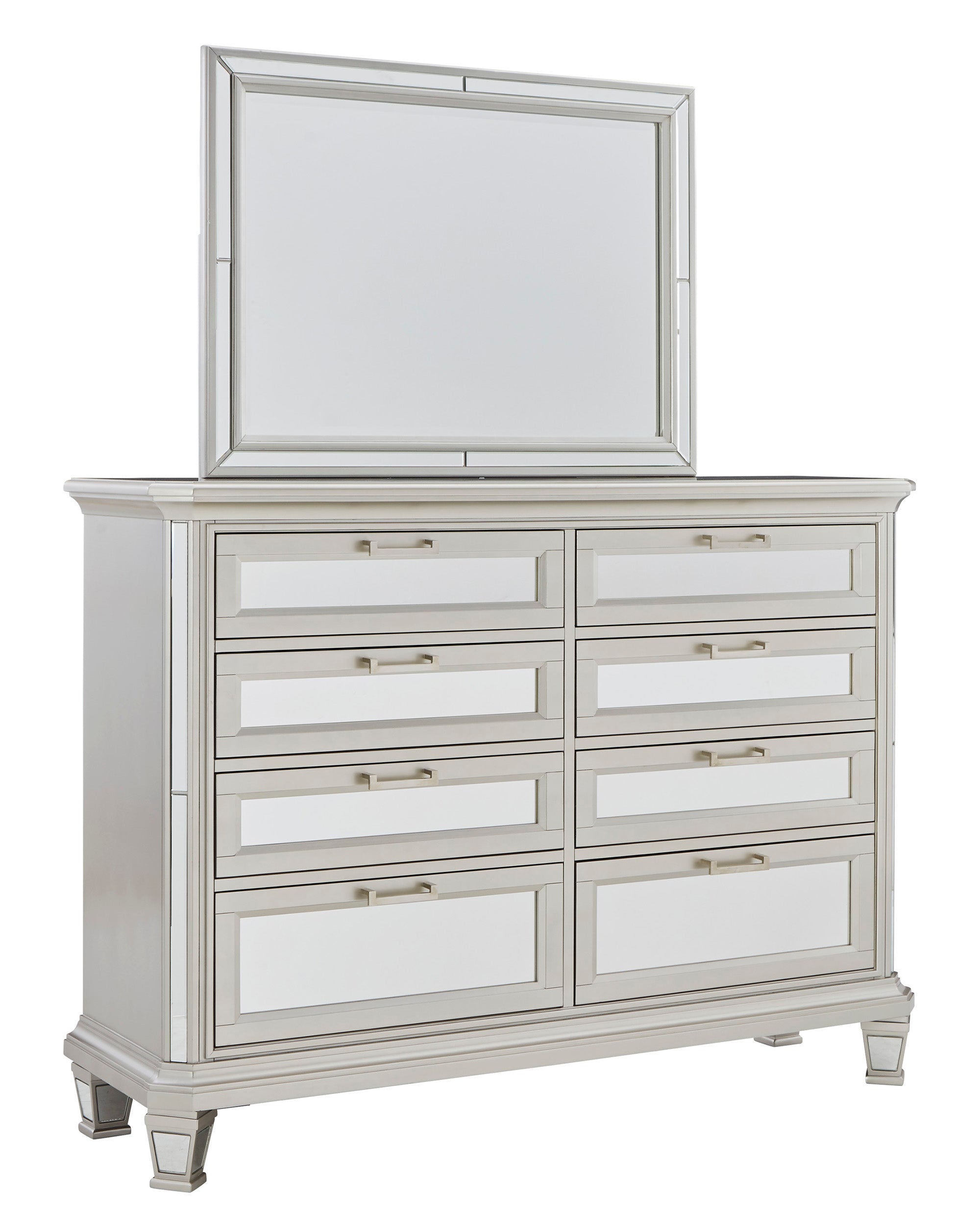 Lindenfield King Panel Bed with Mirrored Dresser