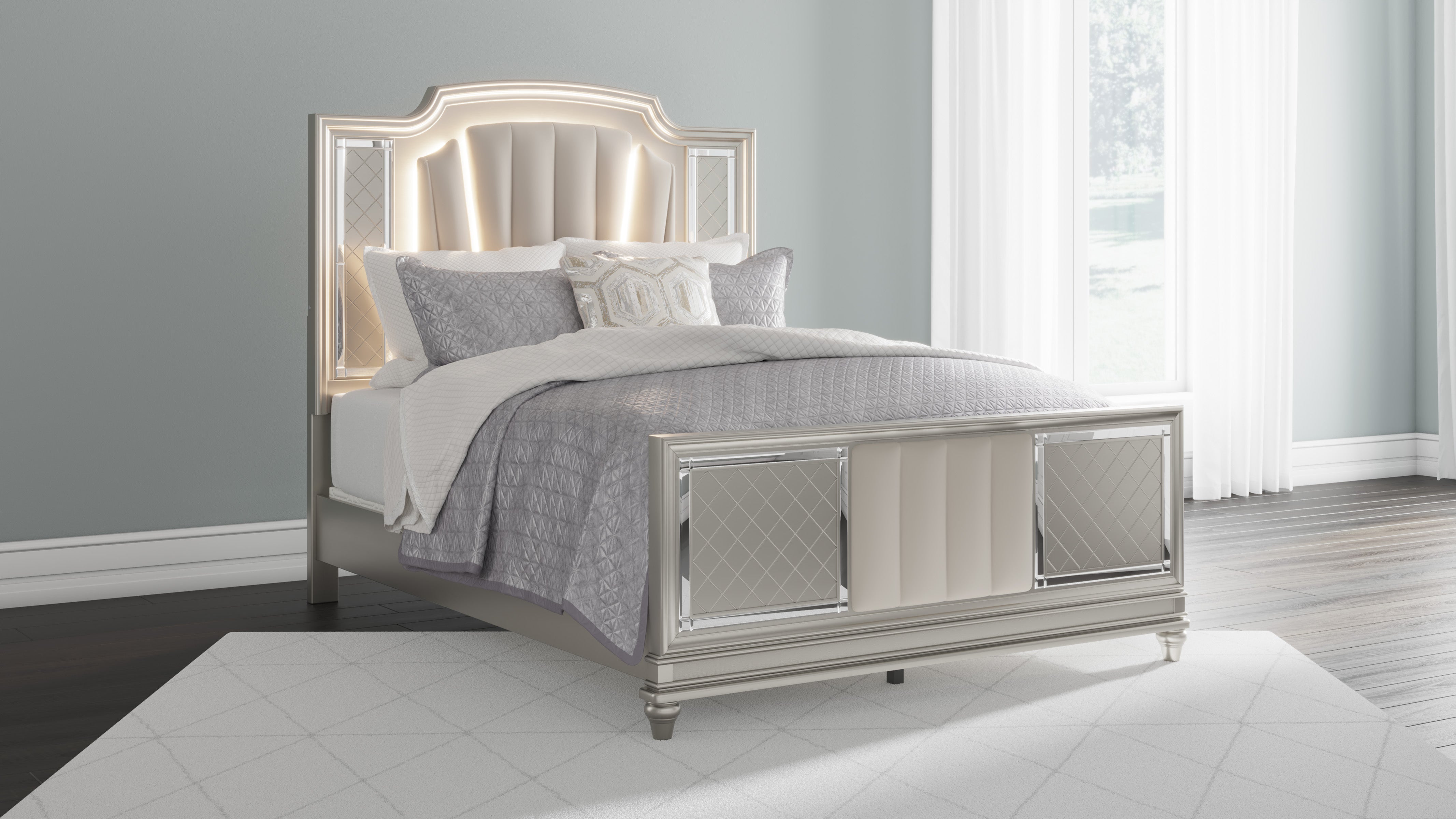 Chevanna Queen Panel Bed with Mirrored Dresser