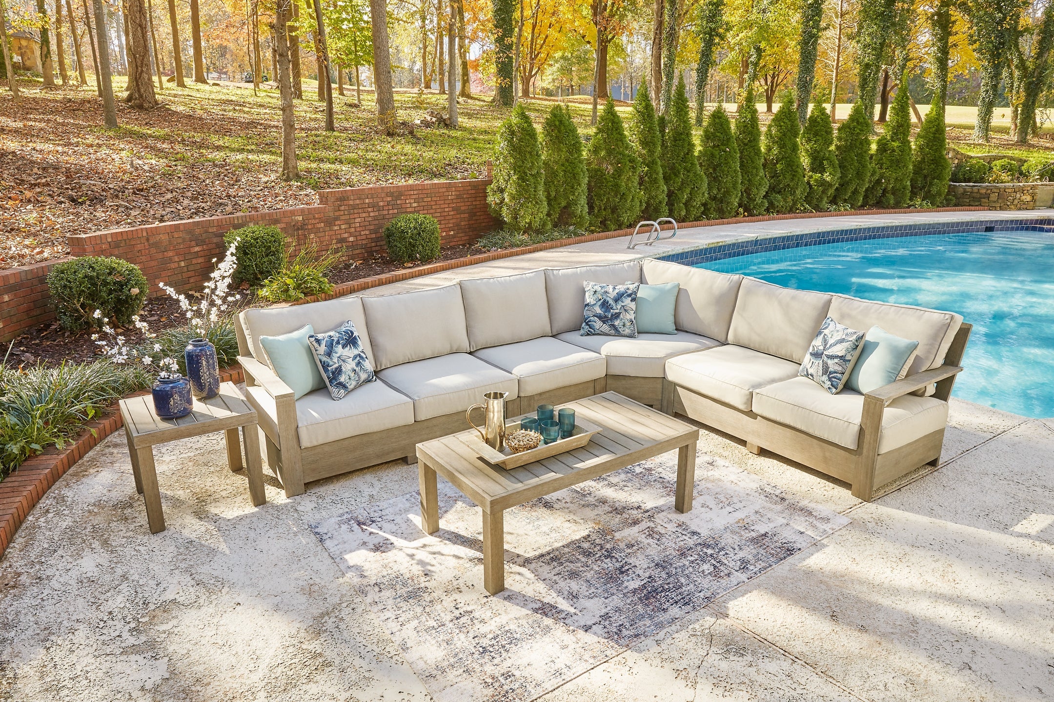 Silo Point 4-Piece Outdoor Sectional with Coffee Table and End Table