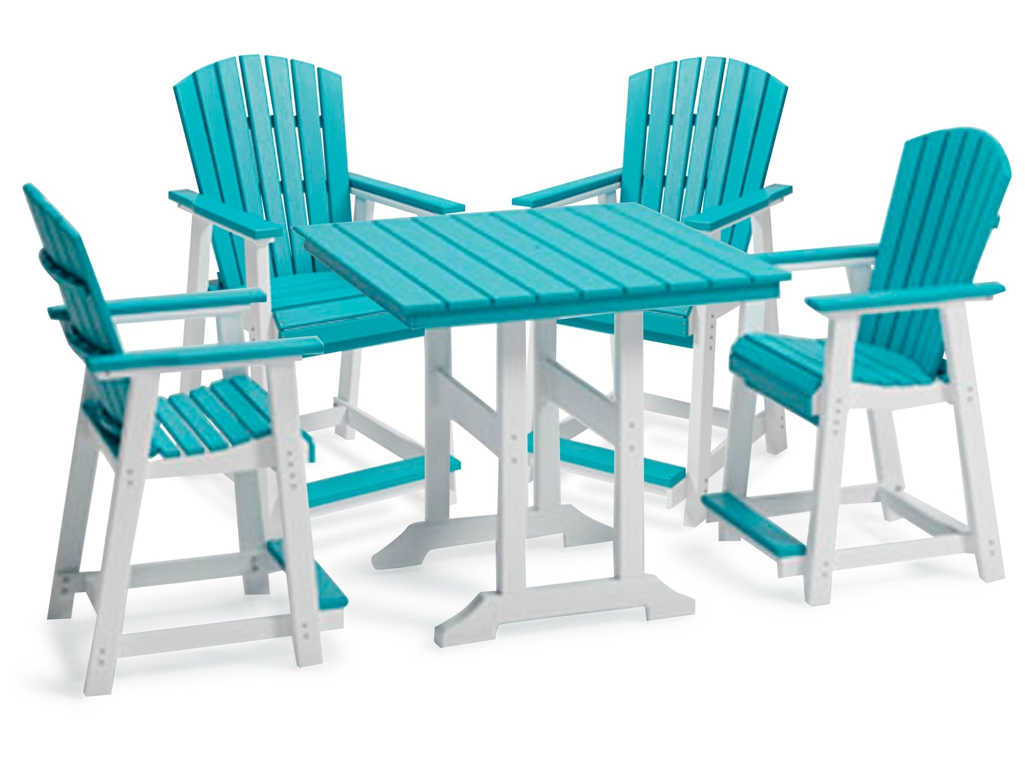 Eisely Outdoor Counter Height Dining Table and 4 Barstools