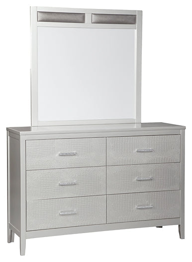 Olivet King Panel Bed with Mirrored Dresser