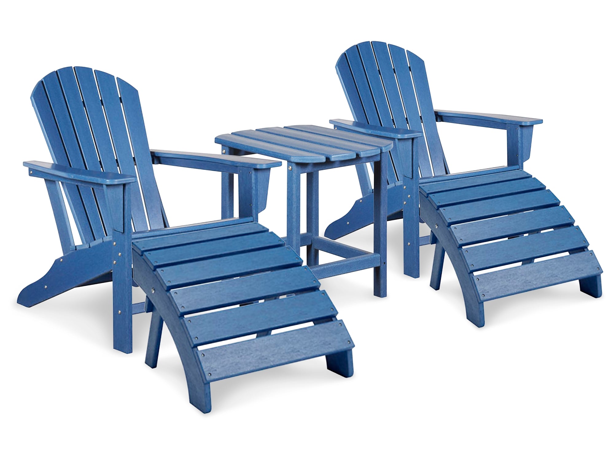 Sundown Treasure 2 Outdoor Adirondack Chairs and Ottomans with Side Table