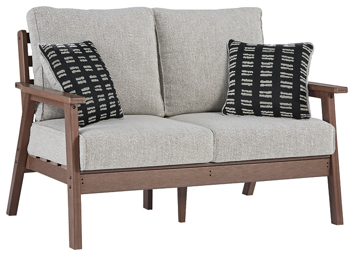 Emmeline Outdoor Loveseat and 2 Chairs with Coffee Table