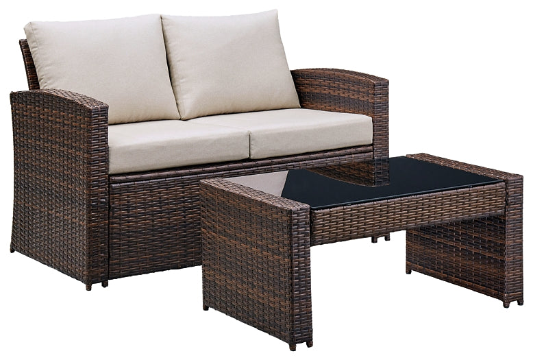 East Brook Outdoor Loveseat and 2 Lounge Chairs with Coffee Table