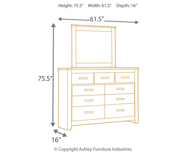 Brinxton Queen/Full Panel Headboard with Mirrored Dresser