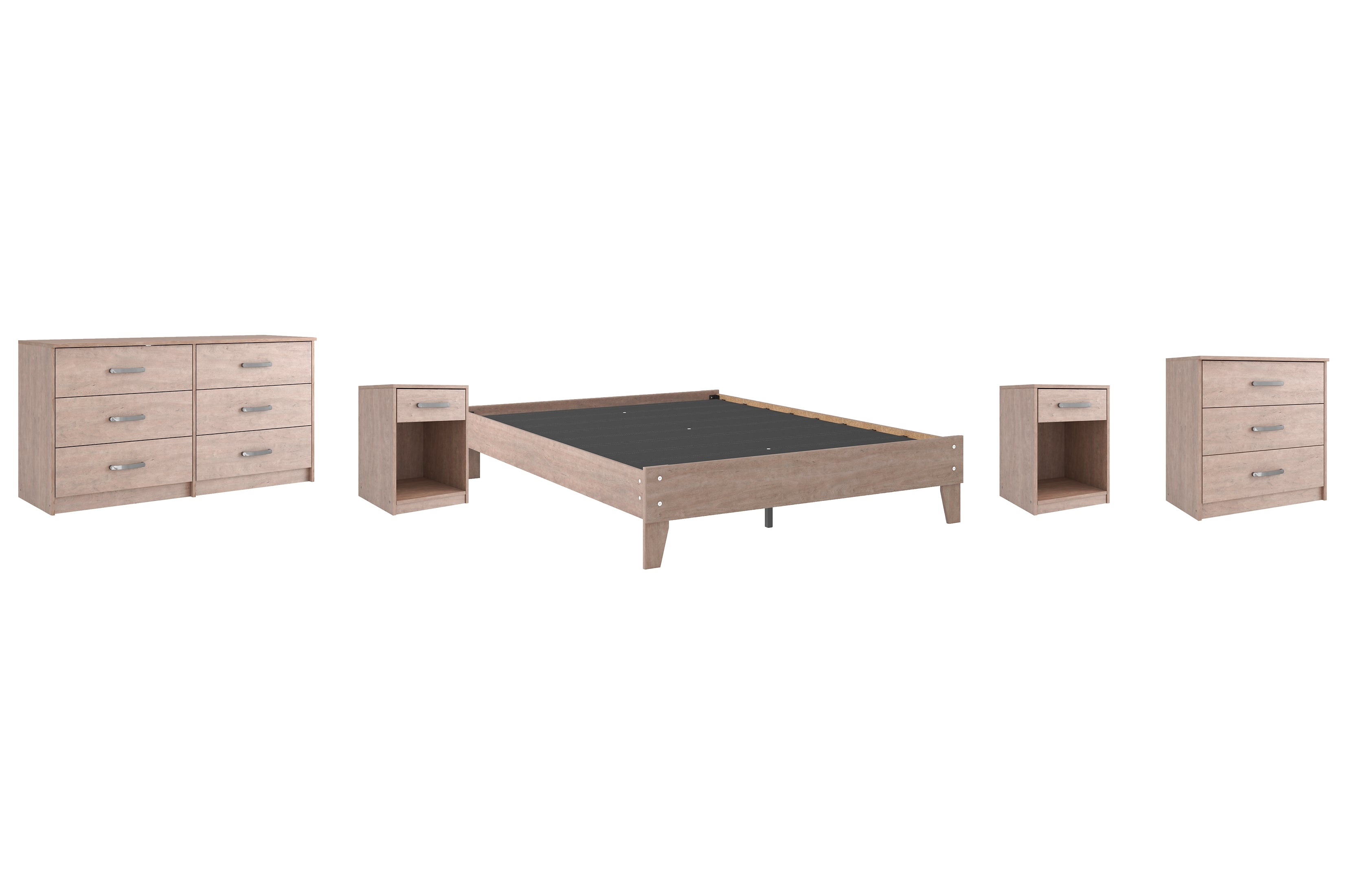 Flannia Queen Platform Bed with Dresser, Chest and 2 Nightstands