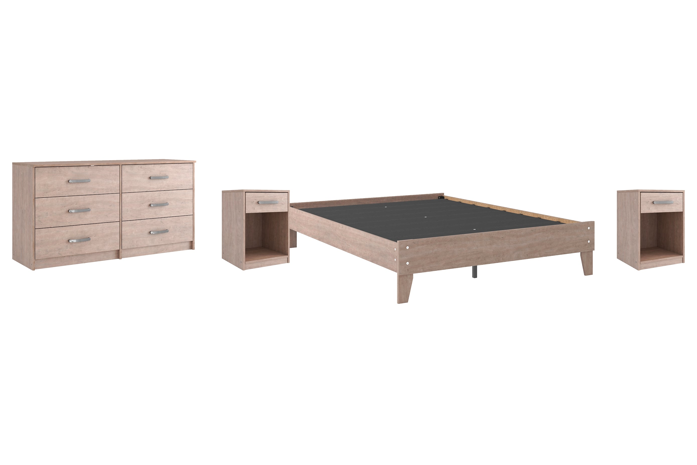 Flannia Queen Platform Bed with Dresser and 2 Nightstands