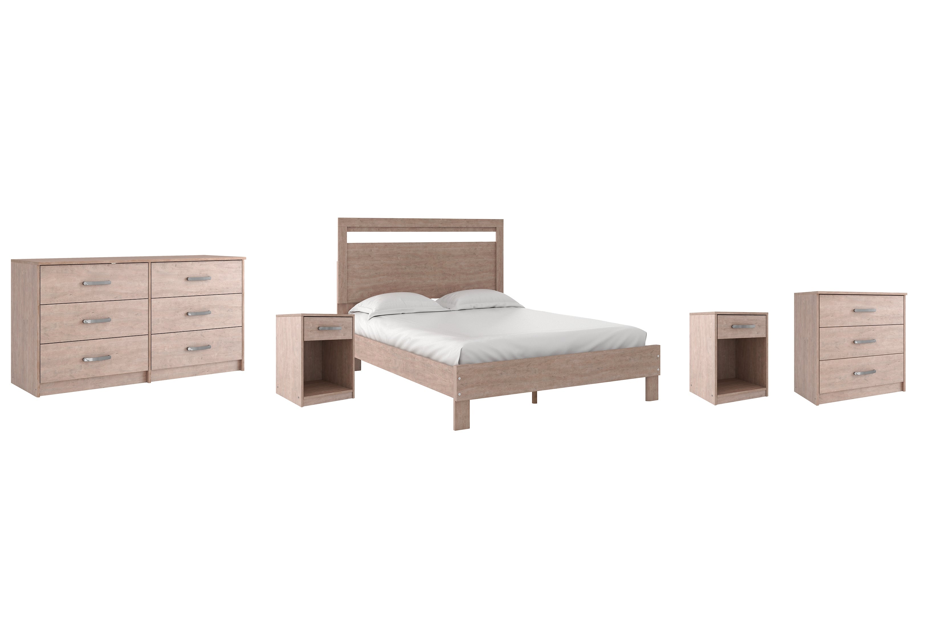 Flannia Queen Platform Bed with Dresser, Chest and 2 Nightstands