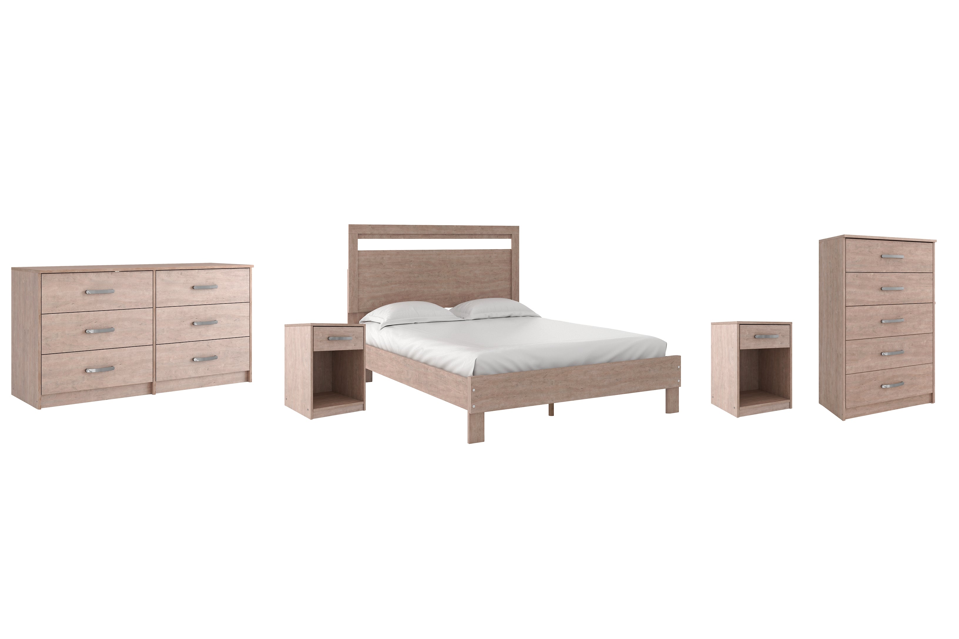 Flannia Queen Platform Bed with Dresser, Chest and 2 Nightstands