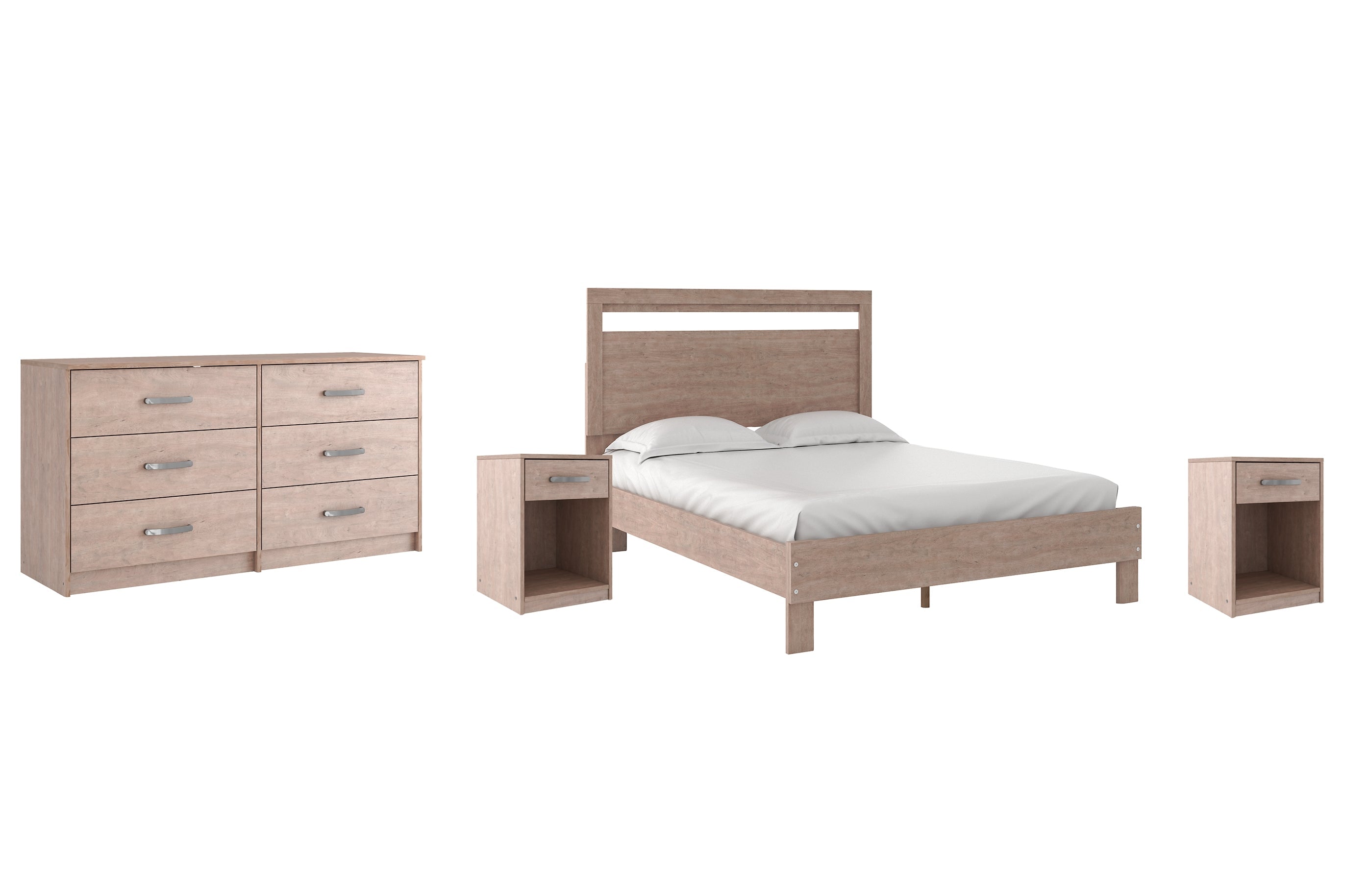 Flannia Queen Platform Bed with Dresser and 2 Nightstands