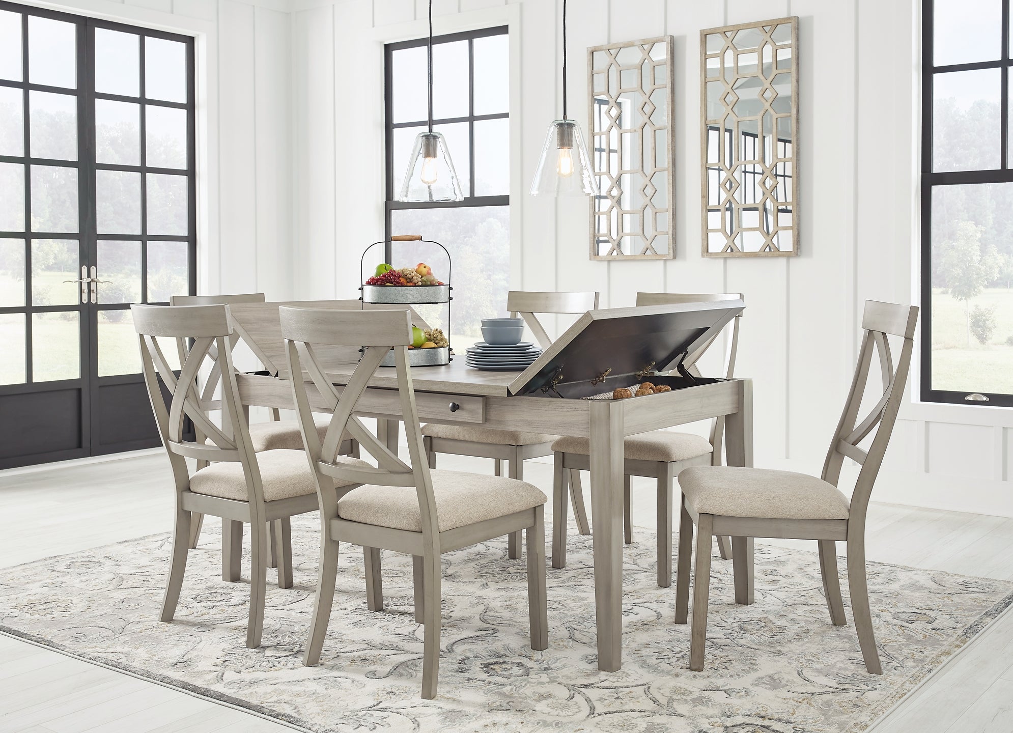 Parellen Dining Storage Table and 6 Chairs