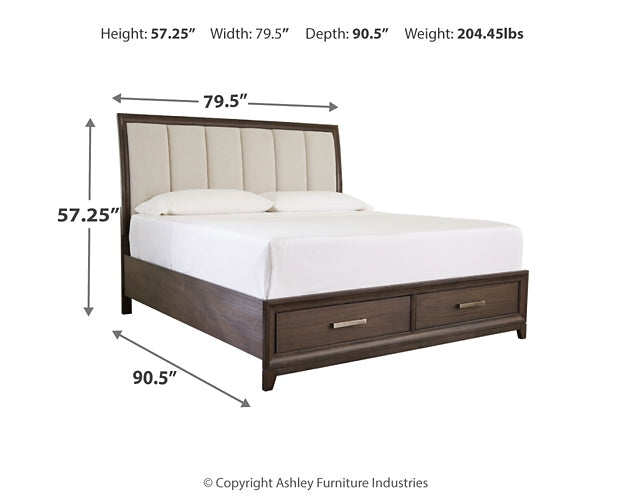 Brueban California King Panel Bed with 2 Storage Drawers with Dresser