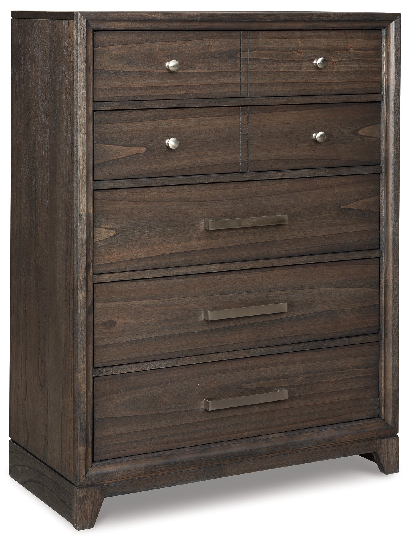 Brueban King Panel Bed with 2 Storage Drawers with Mirrored Dresser, Chest and 2 Nightstands