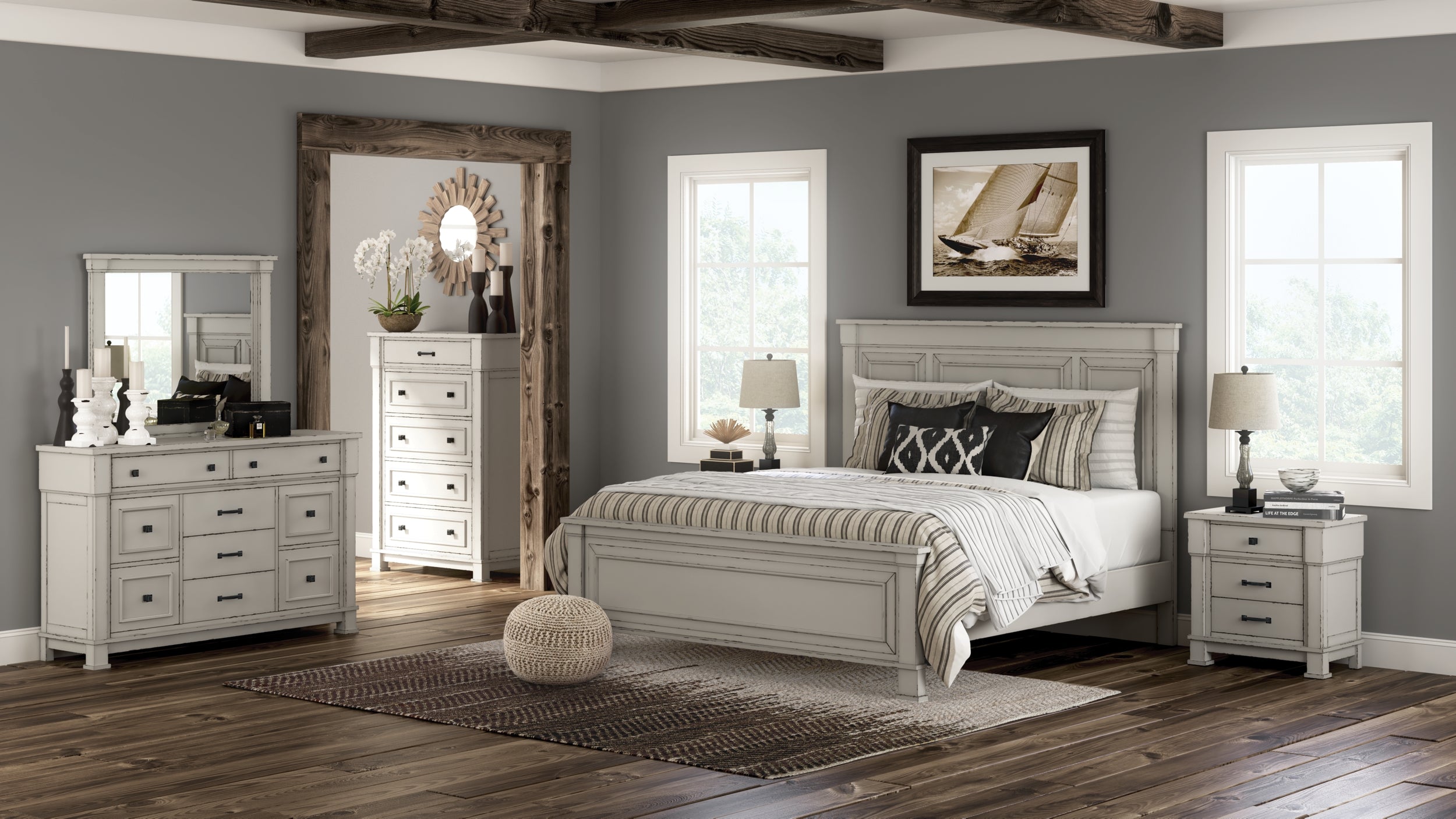 Jennily King Panel Bed with 2 Nightstands