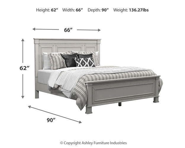 Jennily California King Panel Bed with Mirrored Dresser and Chest