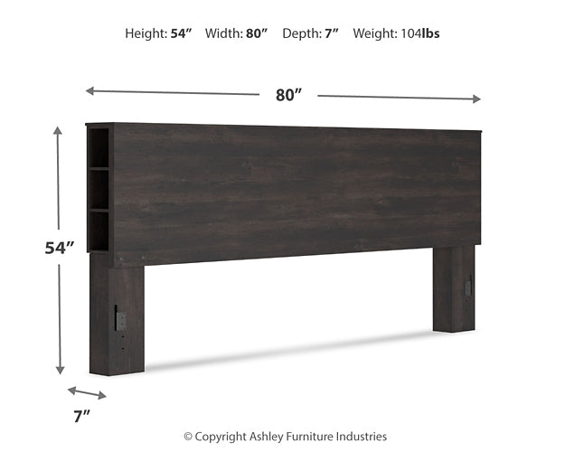 Toretto King Bookcase Headboard with Mirrored Dresser