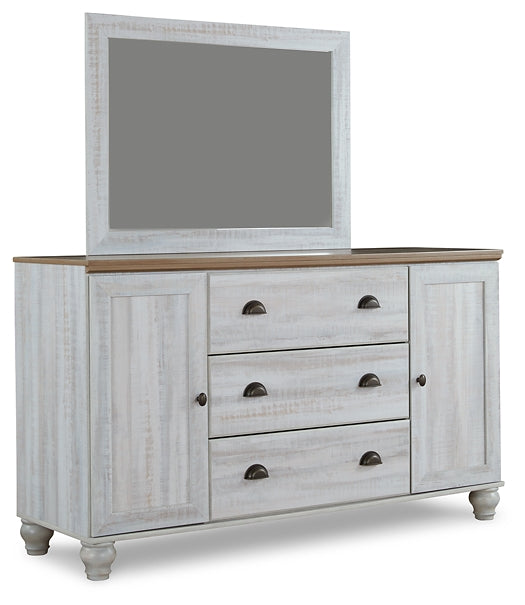 Haven Bay Full Panel Storage Bed with Mirrored Dresser and Chest