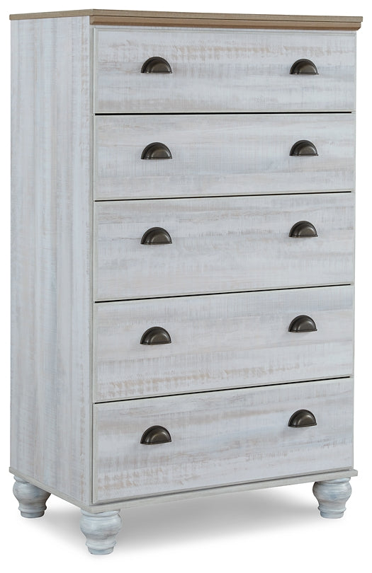 Haven Bay Full Panel Storage Bed with Mirrored Dresser and Chest