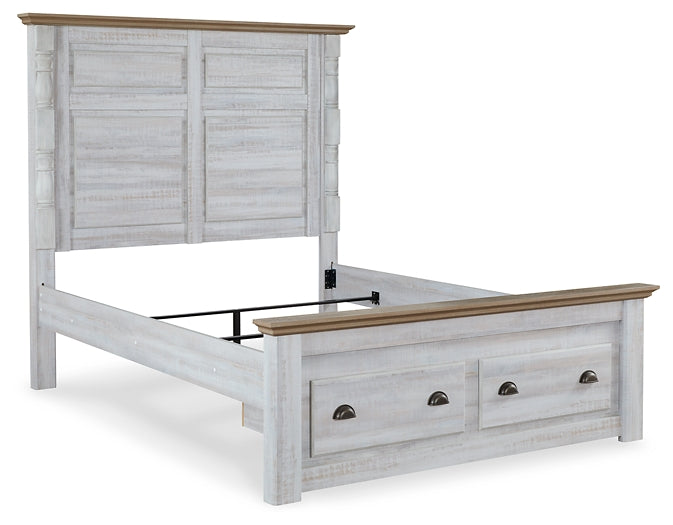 Haven Bay Queen Panel Storage Bed with Mirrored Dresser, Chest and Nightstand