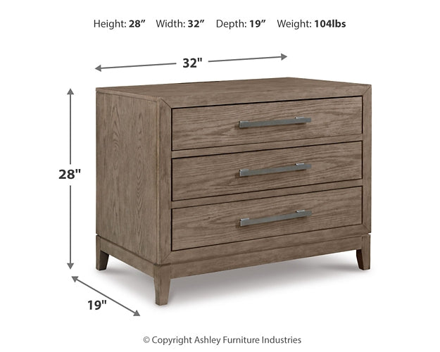 Chrestner Queen Upholstered Panel Bed with Mirrored Dresser, Chest and Nightstand